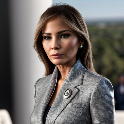 Melania trump detailed face in stylish open suit
