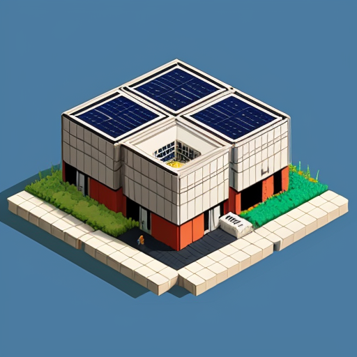 Ghibli style solar punk isometric buildings 