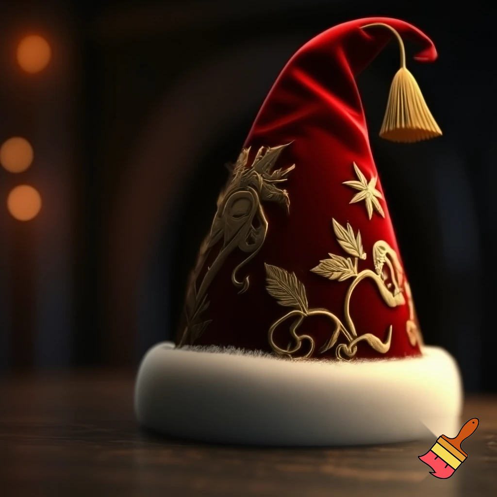 Christmas wizard hat written and velvet