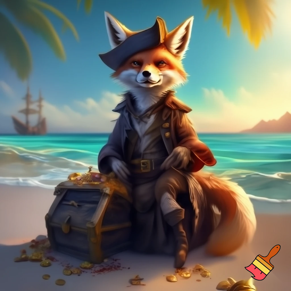 Fantasi pirat ræv der sidder ned