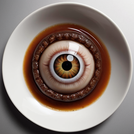 a dish with nothing on it, but with a face that looks like tung tung tung sahur with open eyes with eyeballs that doesn't look realistic