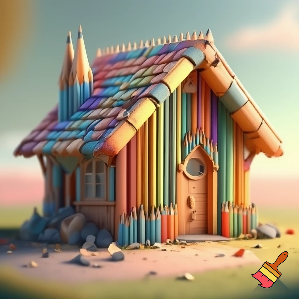 A house made out of color pencils