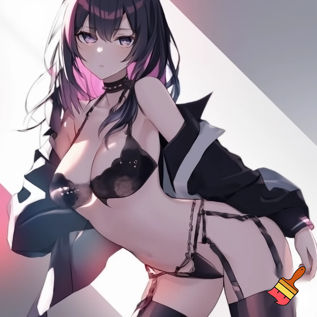 Anime girl 20 years old so cool and cute with cool underwear clothes