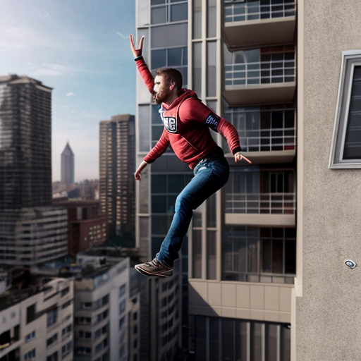 Make a person falling of to his death in a tall building