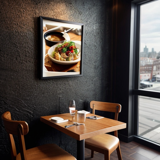 The wall of a cafe or restaurant
