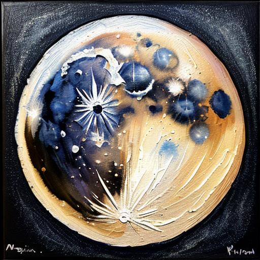 acrylic texture round paining of the moon 
