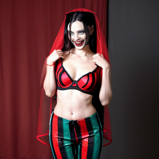 90's disney's 2d aladdin style comic dark blue background and panels of panel 1 a black and red striped cobra slithering then it hears music while it's hood is up which triggers the loop of it's body. 
Panel 2 and eventually the black and red striped cobra transforms into Harley Quinn barefoot with black and red striped harem pants and bra and veil wrapped around her arms and shoulders. 
Panel 3 Harley Quinn barefoot with black and red striped harem pants and bra and veil wrapped around her arms and shoulders with both hand palms place together and hiding the bottom of her mouth, 
panel 4 she danced barefoot with black and red striped harem pants and bra veil wrapped around her arms and shoulders and raising legs and bounced up and down her belly and shook her hips left and right. panel 5 as Harley Quinn barefoot with light black and red striped harem pants and bra and veil wrapped around her arms and shoulders spreading her arms, happily revealing her face to the viewer and giving a smile as she turns around swaying her big butt left and right. 
Panel 6 as Harley Quinn barefoot with black and red striped harem pants and bra and veil wrapped around her arms and shoulders did she faded away except her big butt. 