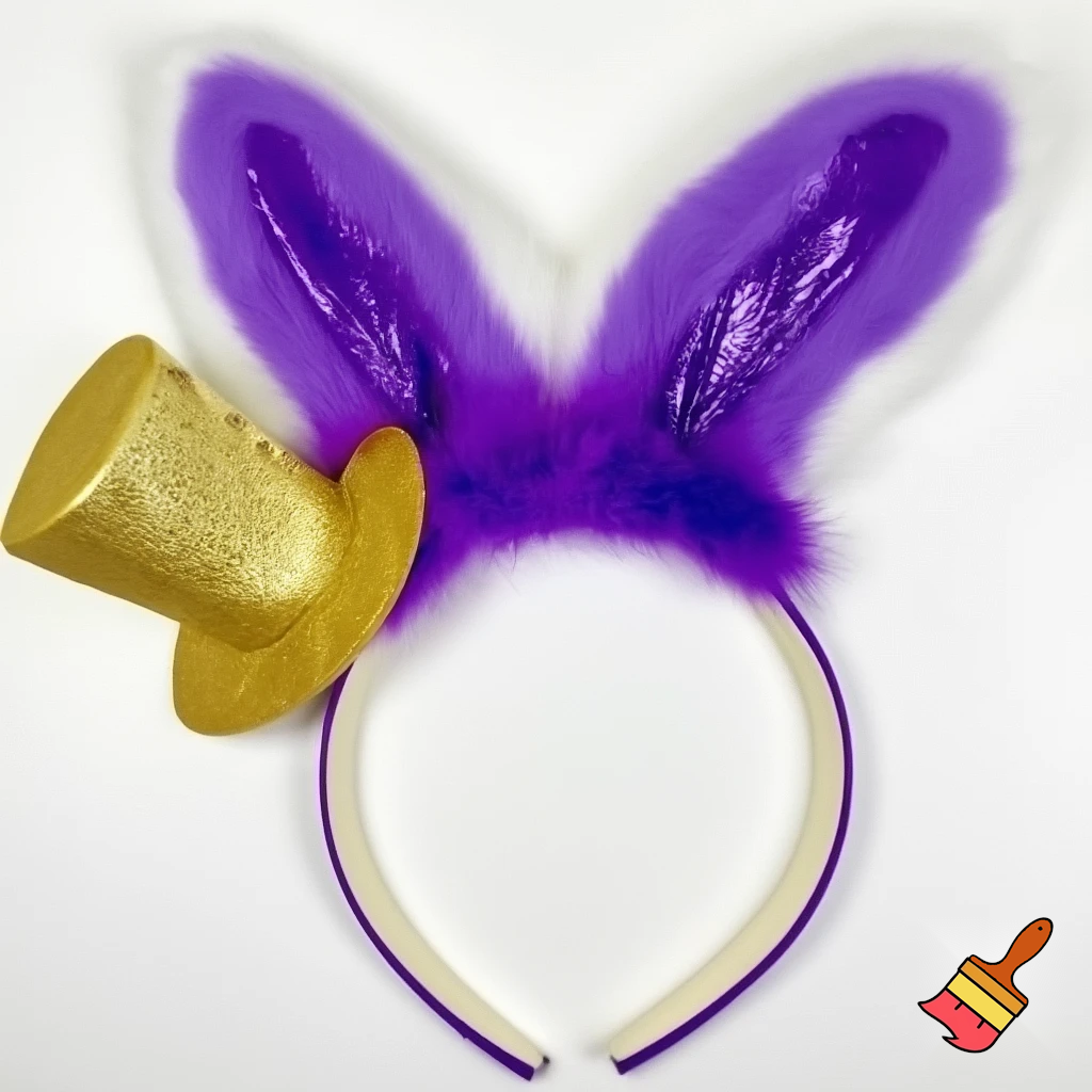 Easter bunny top hat headband, purple, purple and white with gold top hat top hat headband