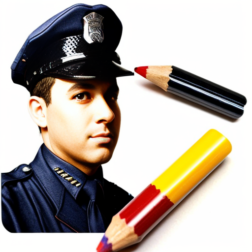 Cop holding crayons 