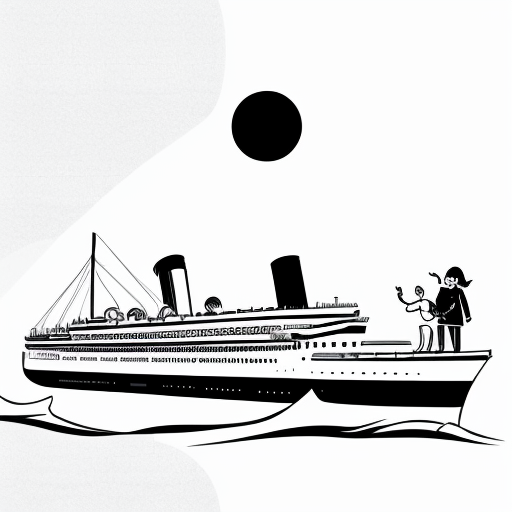 vintage barbie , her husband , children ,and baby on the deck of the titanic