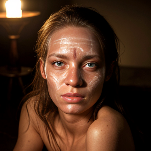 Woman's face illuminated by firelight