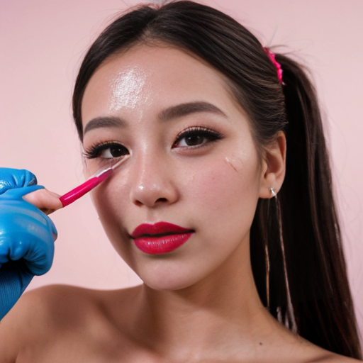 一张特写镜头，捕捉了一位神情软萌甜美的女孩。她扎着柔软蓬松的双马尾，并用鲜艳丝带装饰，散发着俏皮与青春的活力。她正对镜头调皮地眨着一只眼，眼中闪烁着欢快的光芒，浓重的眼妆凸显出长长的睫毛和眼线笔触末端那富有光泽的装饰性点缀。她嘟起嘴唇，可爱饱满的双唇涂着鲜艳亮丽的粉色唇彩。她脸颊上贴着“Z-image"字样的贴纸，头部微微侧倾，做出战斗姿势，右手握拳直面镜头出拳，击打在她正面的整块玻璃，玻璃应声破碎，玻璃上分别写着"TONY”，"JARVIS"，"ZIMAGE”的字样也全部破碎掉落。她肌肤的水润质感、眼中的璀璨星光，以及每一处细腻细节交织在一起，共同营造出一幅洋溢着青春欢乐但又力量十足的图像。