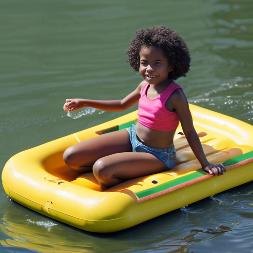 2d image of an African American girl on a raft