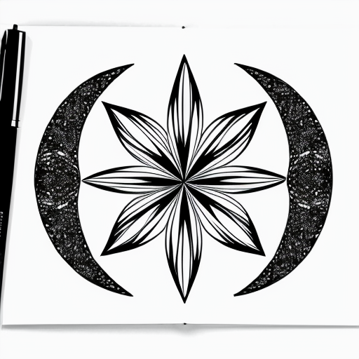 Flower doodle, black and white