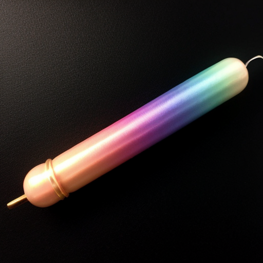 An elegant mystical pastel rainbow hued wand on a solid black background