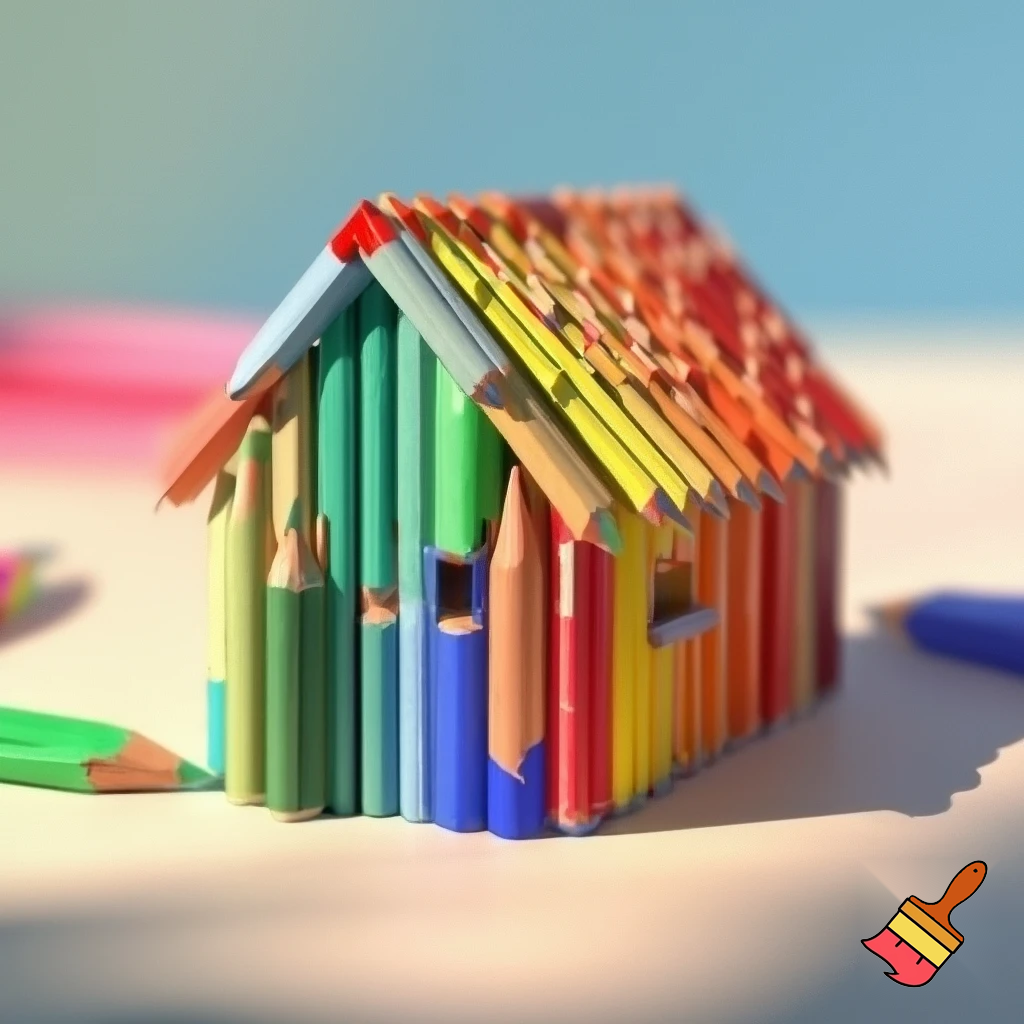 a house made out of color pencils