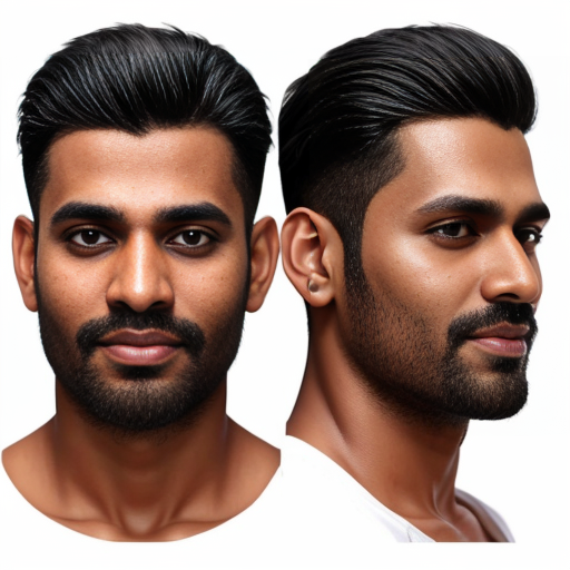 Make a indian man 2d vector style front, side, back pose