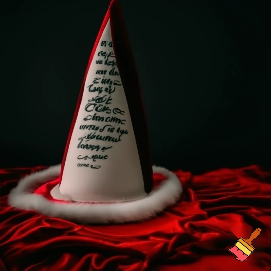 Christmas wizard hat written and velvet Bailey Tolly name on his message