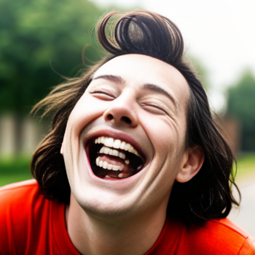 a super realistic laughing face