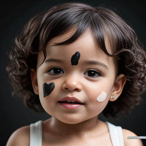 create a one year old black girl with dark brown curly hair 