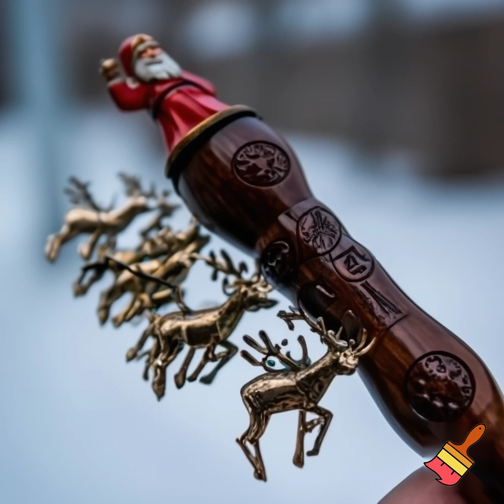 Russian Santa Claus walking stick with with t reindeers magic walking stick a plastic plastic