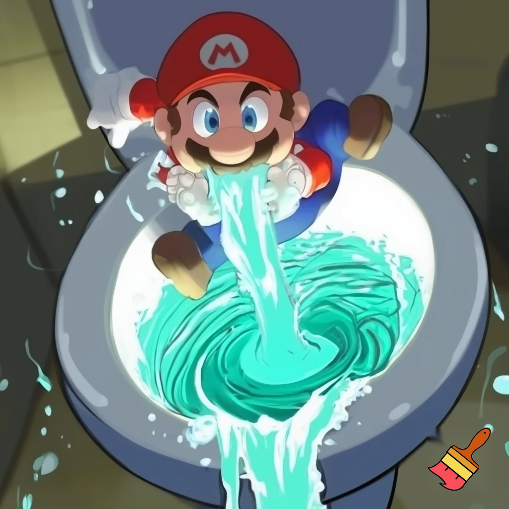 Mario being flushed down the toilet