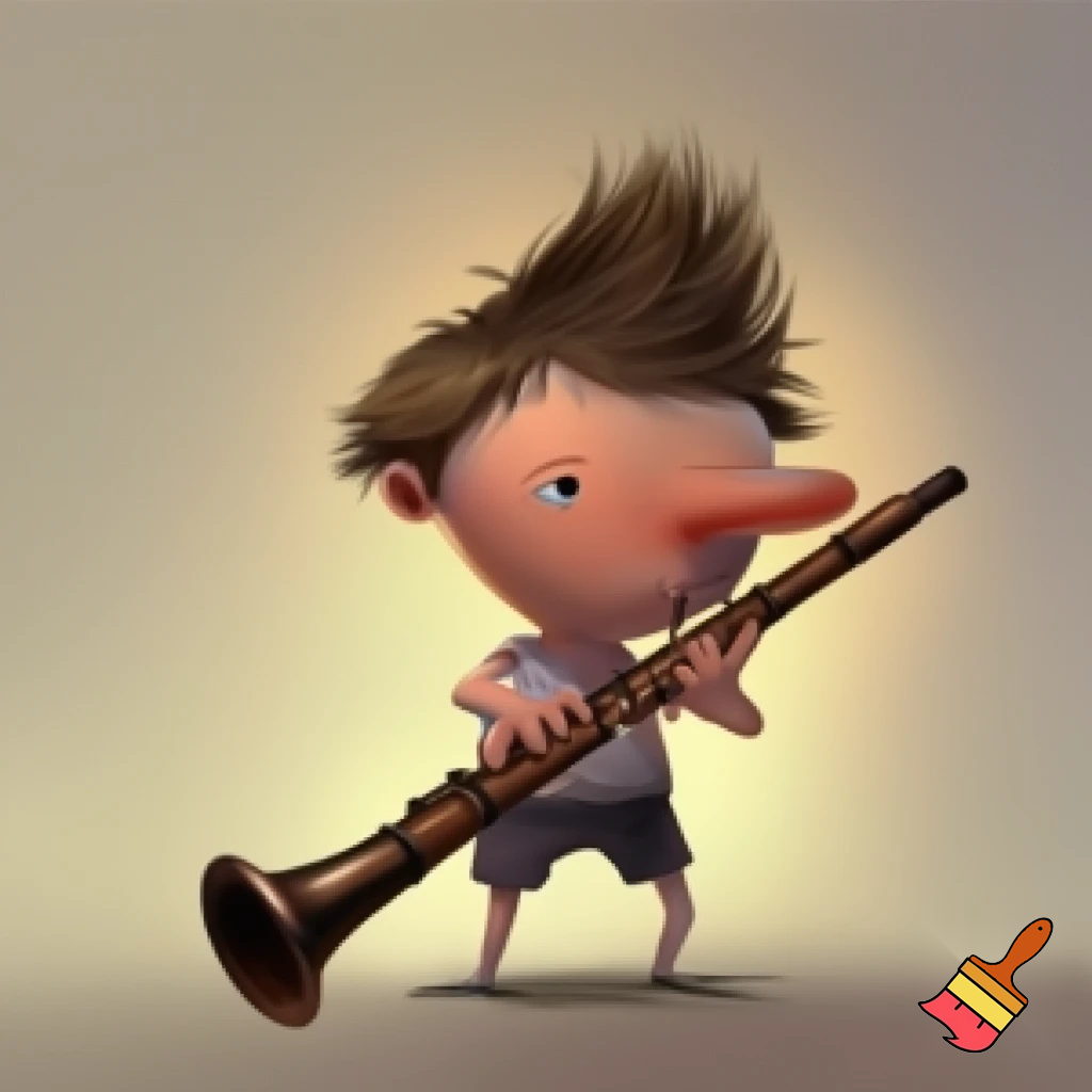 clarinet kid who is weird that lookes like a thrombone player with a huge nose and brown hair