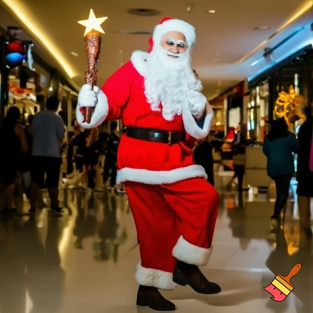Santa Claus dancing shopping Centre walking Australian magic walking stick walking stick star