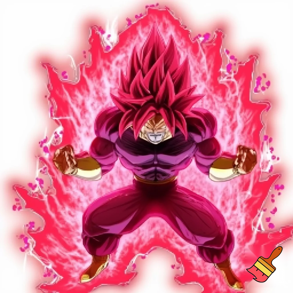 o imagine in stil dragon ball cu radiz dar cel din dragon ball heroes, gata de lupta, aura activa, zambet malefic, transparent background anime 
