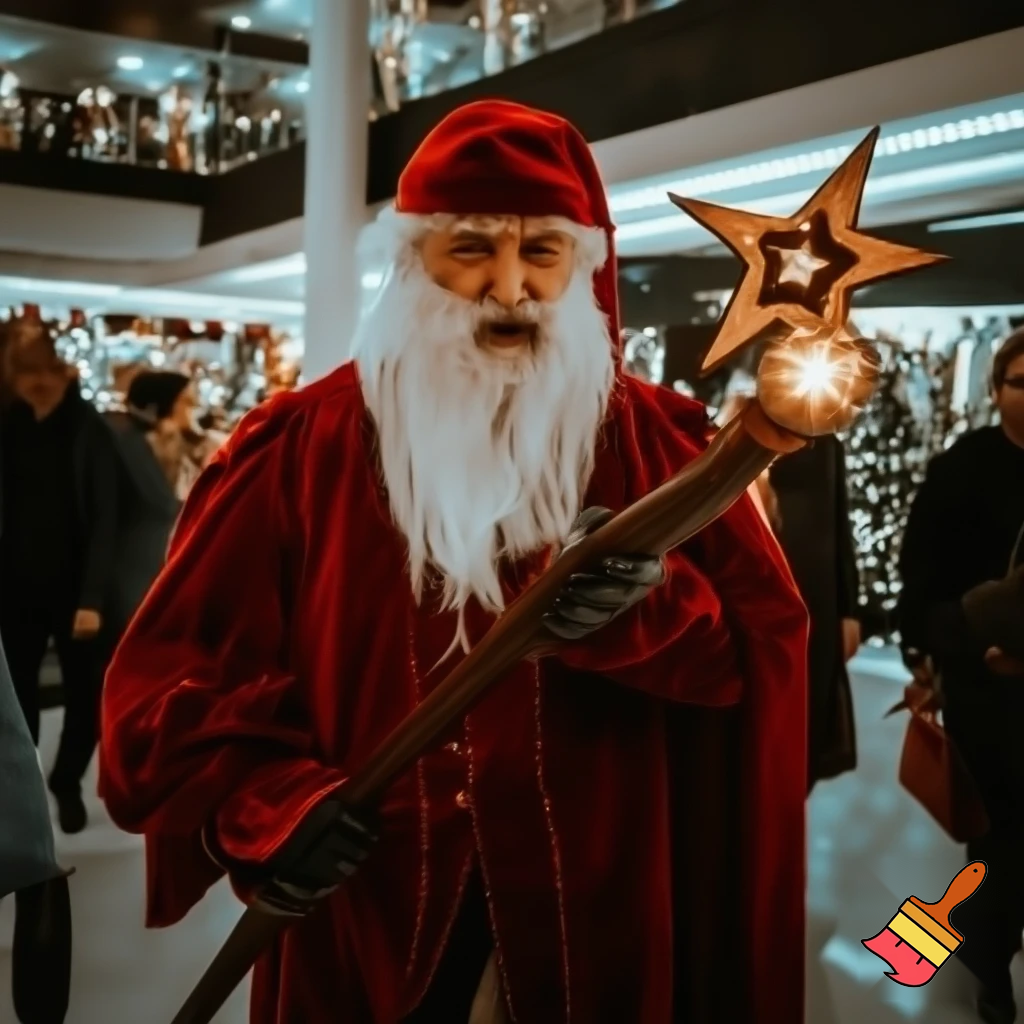 Santa Claus walking at the shopping centre a wizard Santa Claus the real Santa Claus🌟💫🎄🎁🎁🎁🎁🎁🎁🎁🎁🎁🎁🎁🎁 stick with a star walking stick with the star Santa Claus special Santa Claus🌠