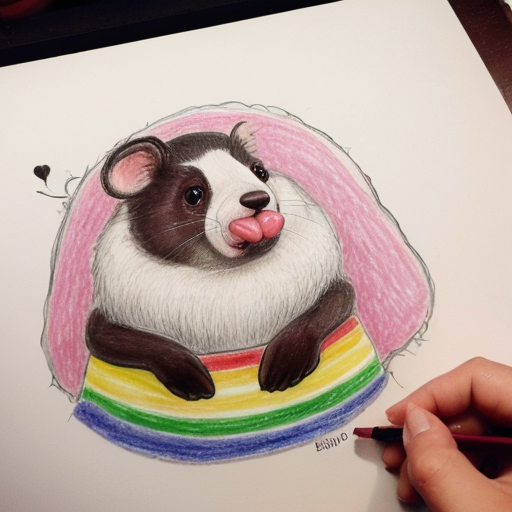 Draw italian brainrot cute mole in pink microwawe that says uno secundos on the setings and the mole is eating rainbow rose