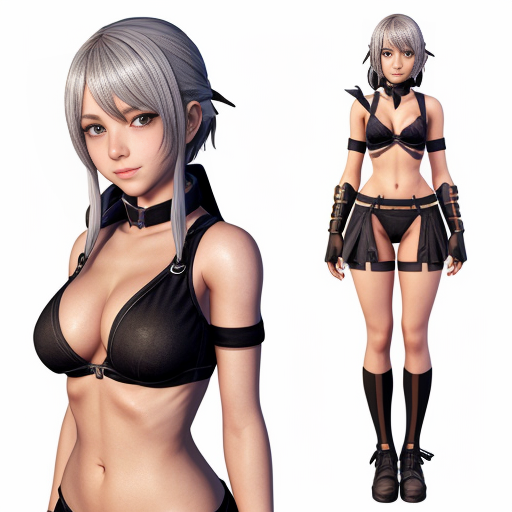 a reference sheet for a girl vtuber character design anime