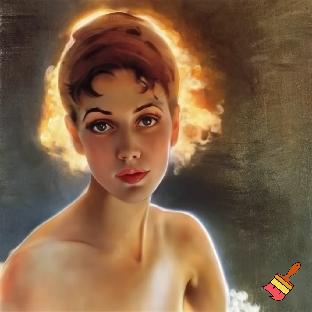 award winning portrait of a fragile woman with immaculate features, captivating eyes looks straight at the camera, perfectly radiant, painted by Norman Rockwell