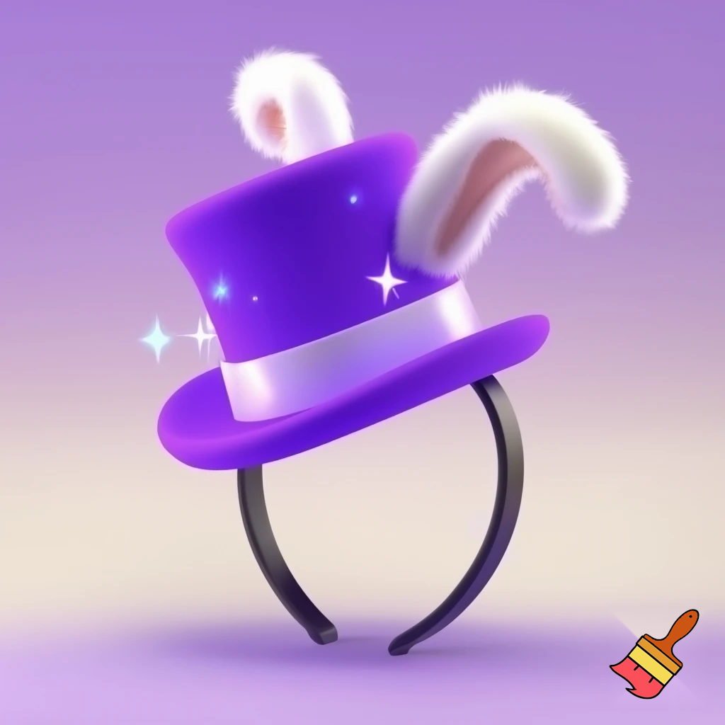 Easter bunny top hat headband, purple, purple and white