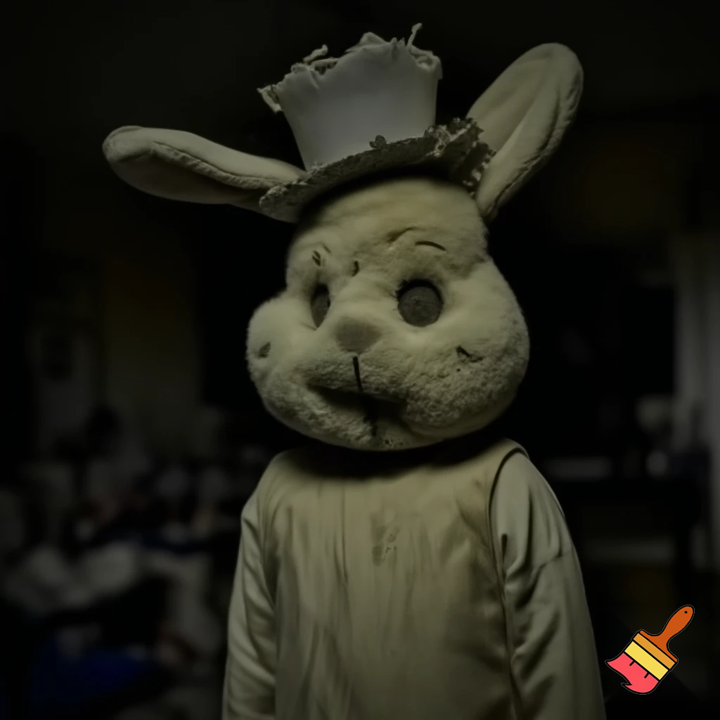 Easter bunny mascot top hat costumes🏰🚪 Easter bunny creepy toy