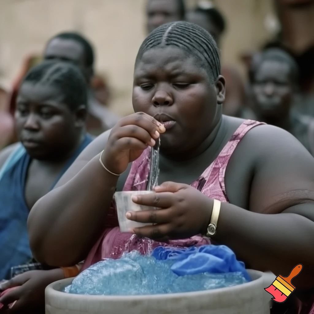 fat black people eating watermenon