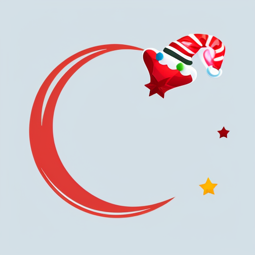 Star and the moon with christmas hat

