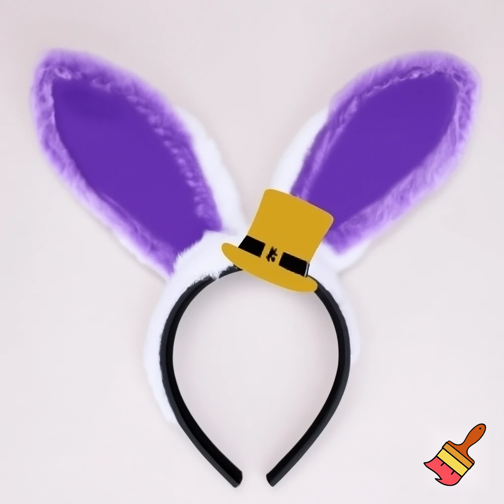 Easter bunny top hat headband, purple, purple and white with gold top hat top hat headband