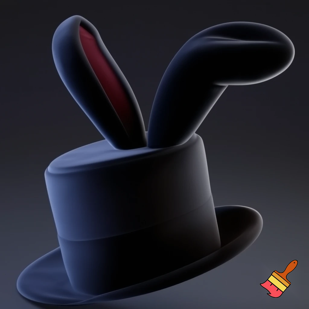 Black top hat with bunny ears velvet