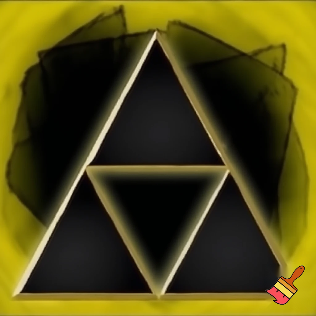I would like the triforce from Zelda with a black backround  and the triangles being amarillo