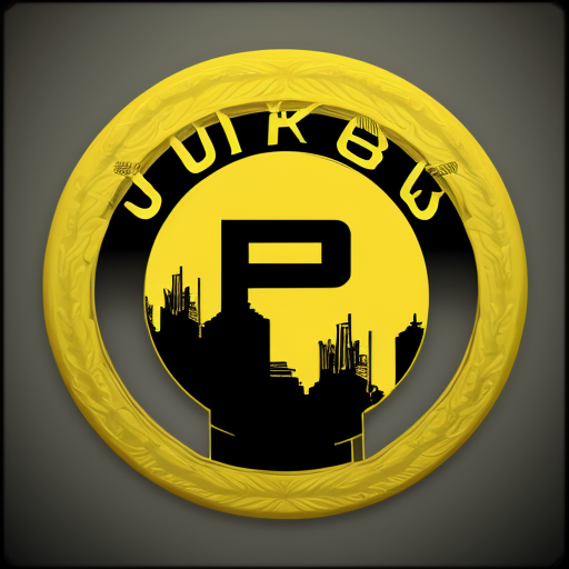 Logo JUPS in yellow color. Cyberpunk style.