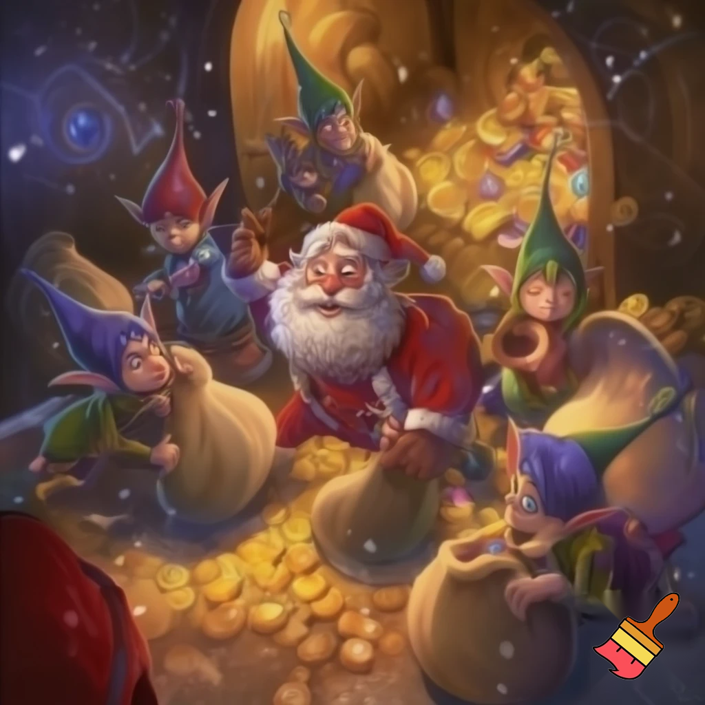 elves taking all of santas money 