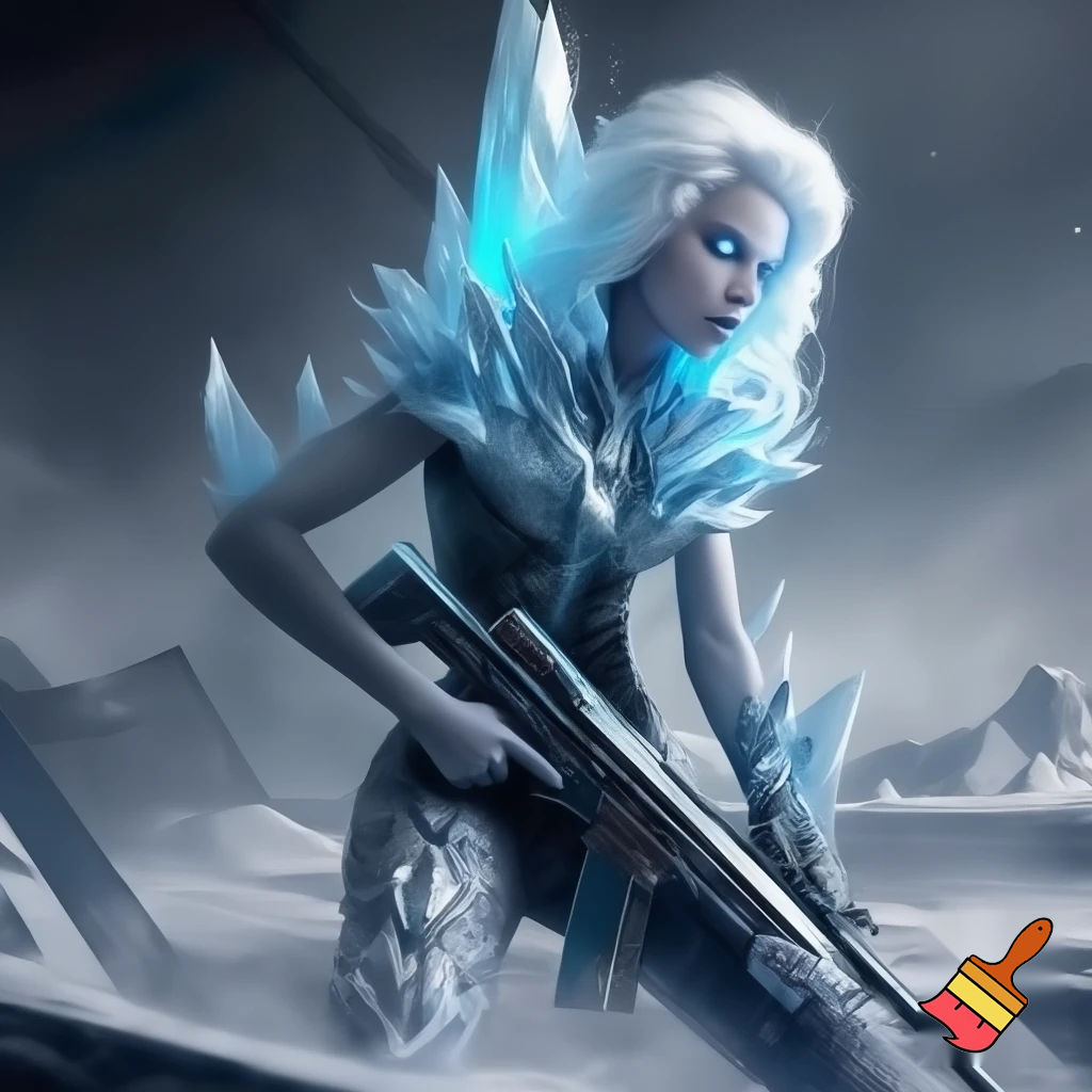 Killer Frost Crystal Frost using a assault rifle 