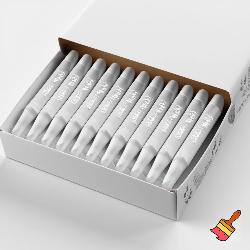 a box of 64 all white crayola crayons 4 rows 16 crayons in each row