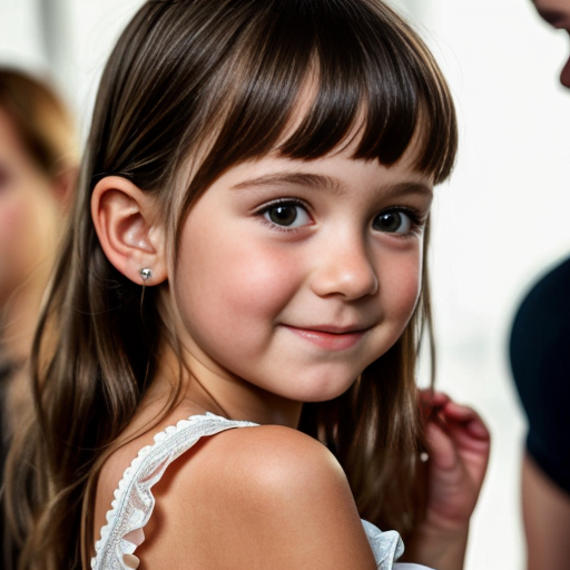 swedish brunette little girl  at party dress, very beautiful, on the party, brown eyes
