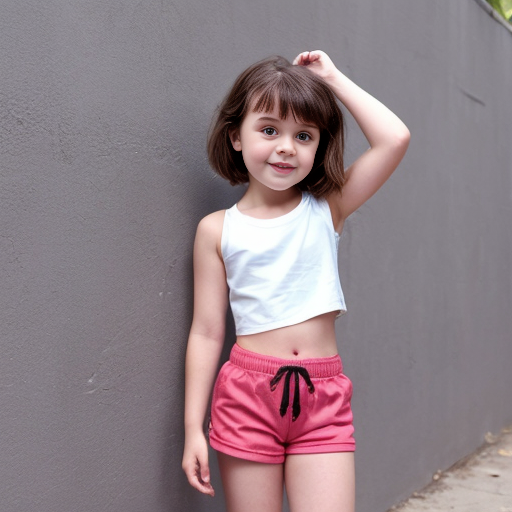 little girl in short shorts and crop top