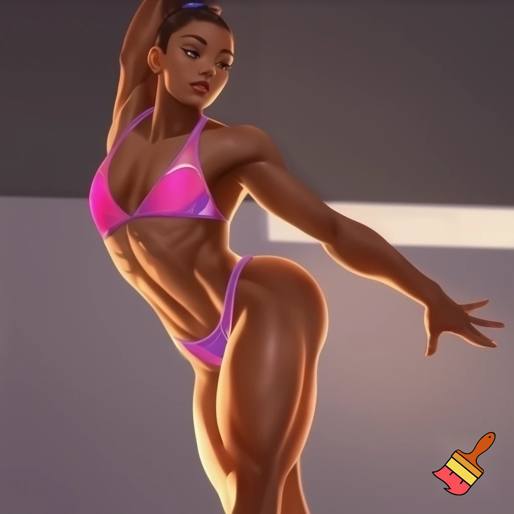 Slim gymnast girl wearing a bikini