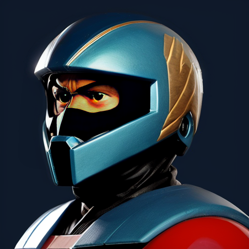 A midnight blue Mighty Morphin ranger with megalodon like features on the helmet and the spine