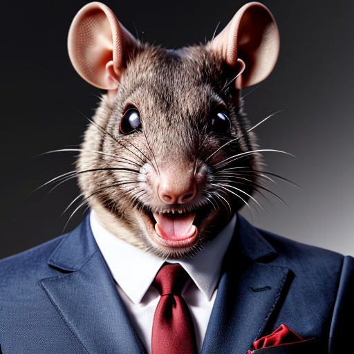 evil rat with red eyes in suit
