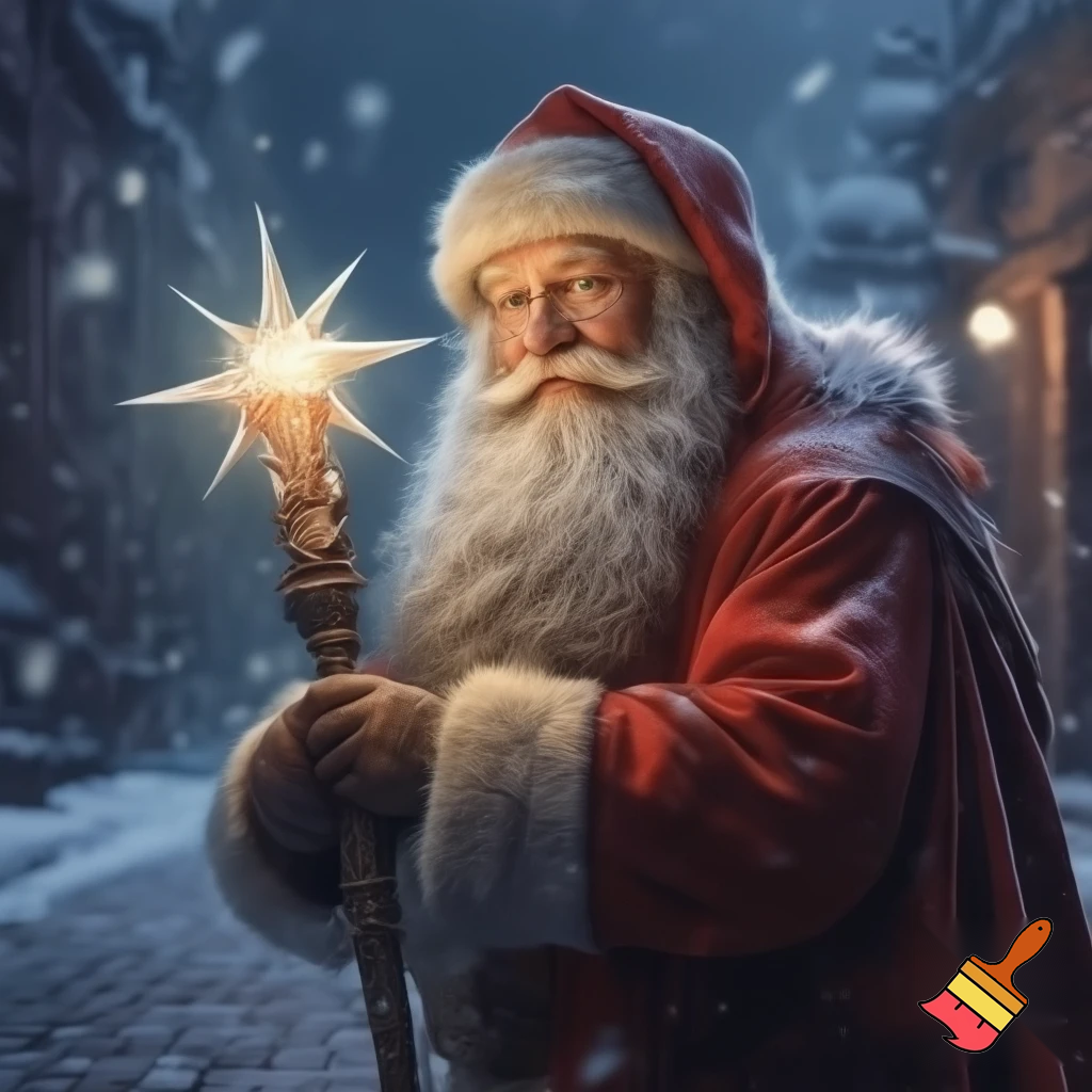 Santa Claus, Russia walking stick with the start the real Santa Claus
A star